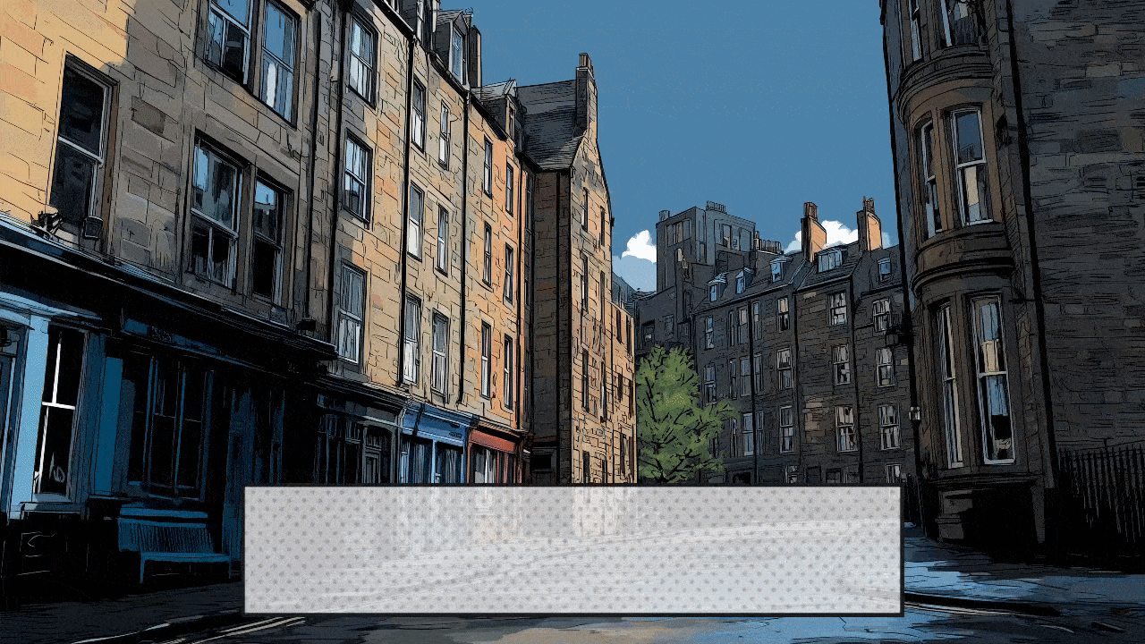 Two time agents in futuristic uniforms facing off in a edinburgh courtyard