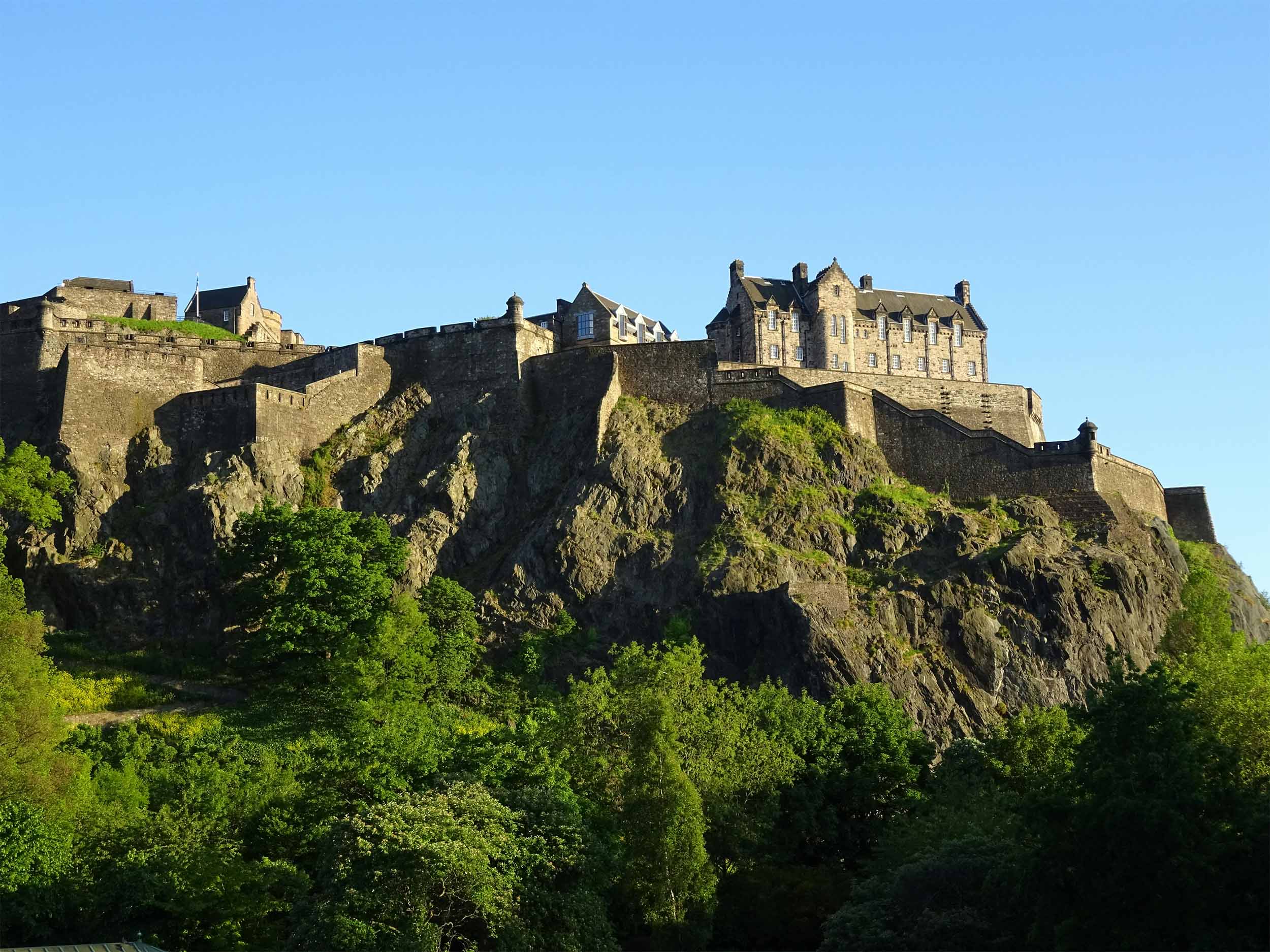 A photo of Edinburgh castle as seen from below
