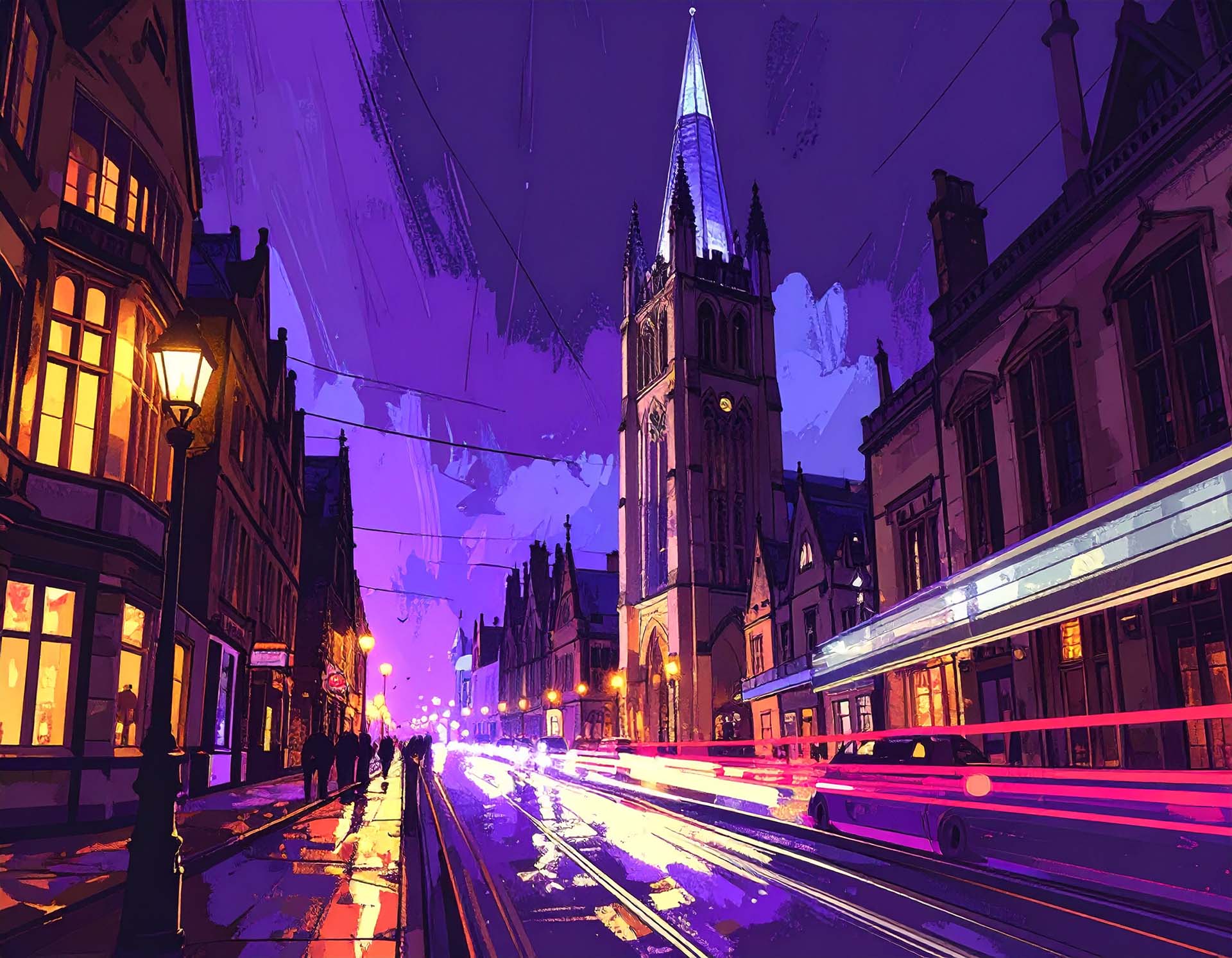 oxford skyline at dusk